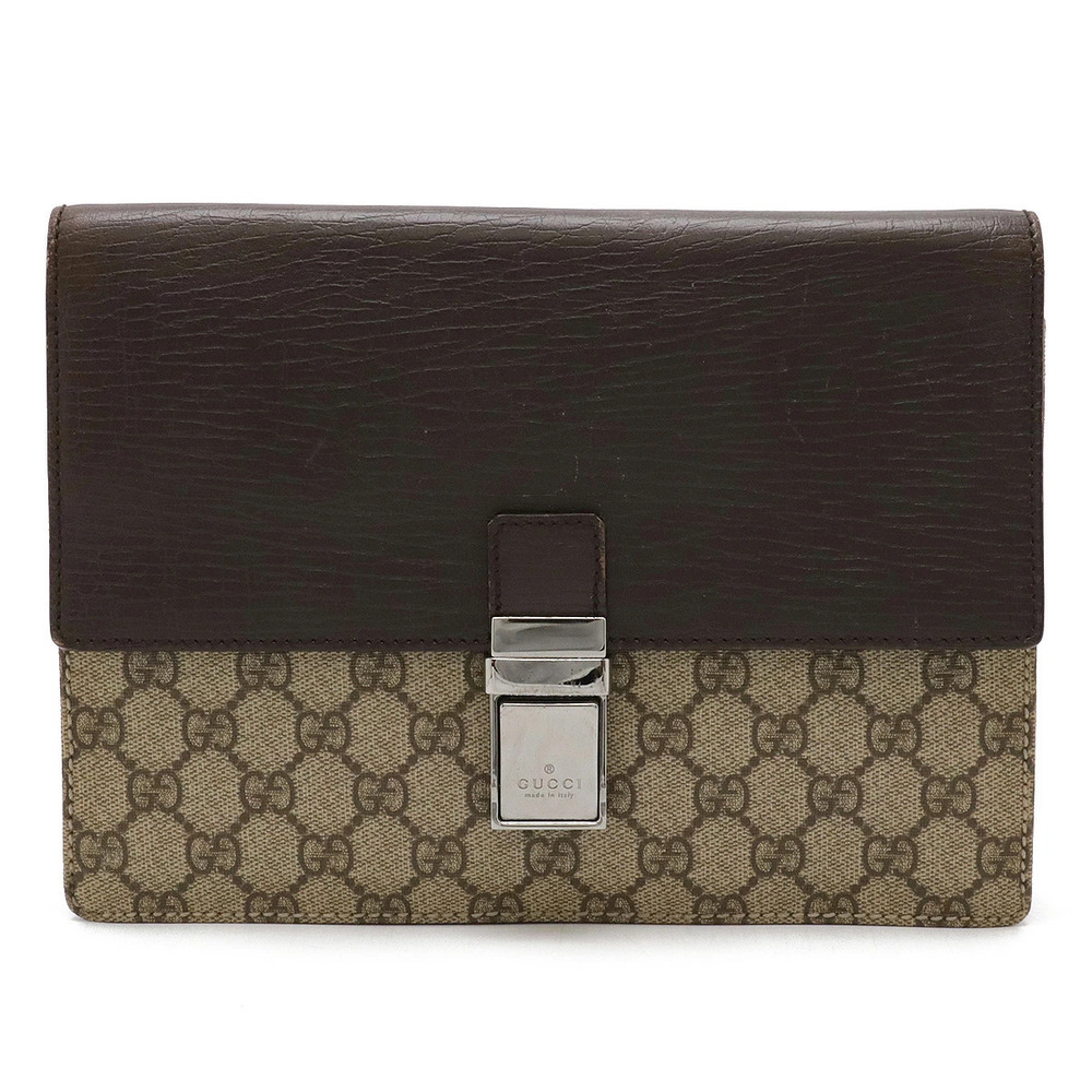 Gucci GG Supreme Plus Shoulder Bag Leather Beige Brown Cream